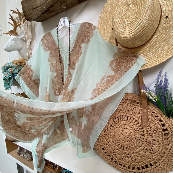 Breezy Gypsy/hippy boho CAFTAN/Cape/poncho bikini cover sheer & multifunctional - Picture 9 of 15